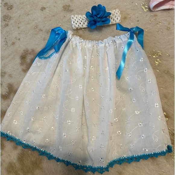2 homemade dresses nwot with bows 0-6m - Picture 2 of 2